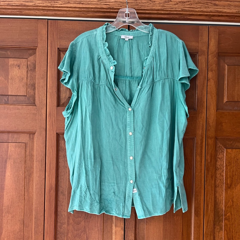 Rails Teal Button-Up Top- Large